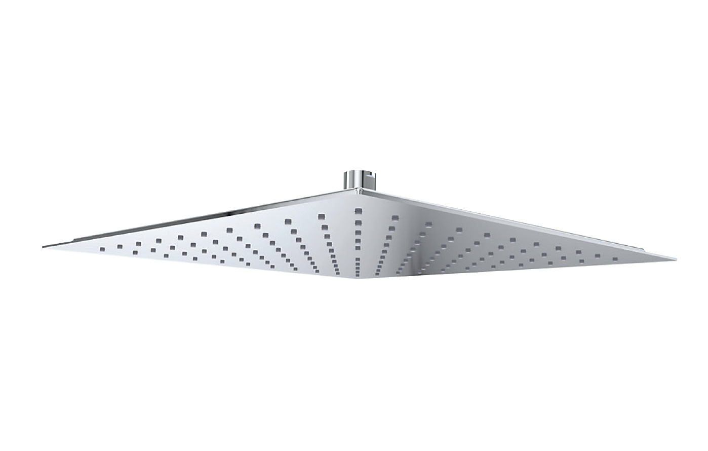 Square-shaped rain shower head in chrome finishing