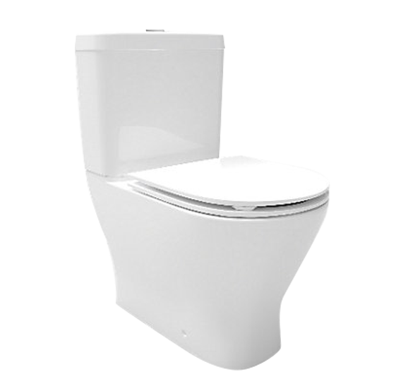 Compact 2-piece bathroom toilet bowl in white