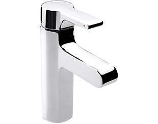 Lavatory faucet with smooth curves in chrome finishing