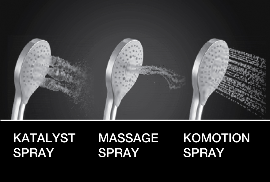 Ergonomically-designed shower head with 3 different water spray patterns